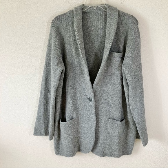 J CREW Cocoon Cardigan Wool-blend Coatigan Pockets Academia Preppy Gray XL - Picture 8 of 11